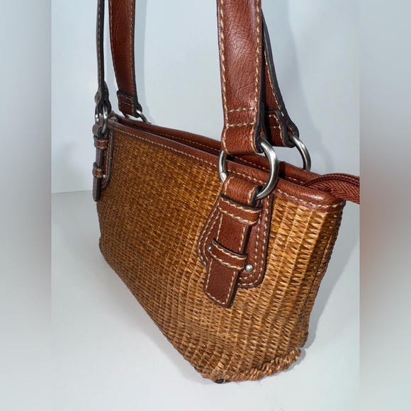 Vintage Fossil Small Handbag weave Leather Purse Satchel - Picture 2 of 7